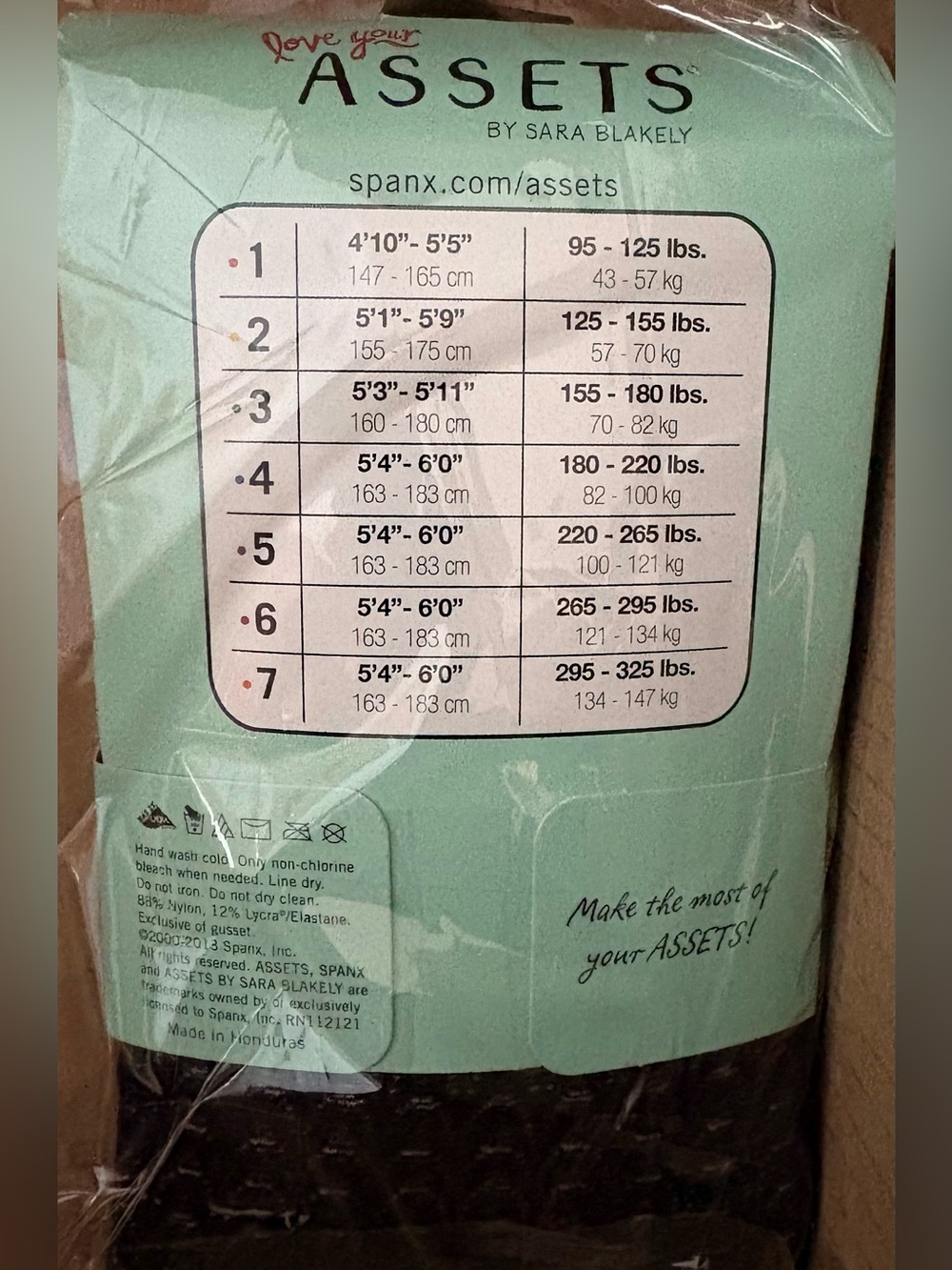 NWT-Classic Black Wishbone Sheer Shaping Tights Assets by Spanx Sz 1 (95-125lbs) - Picture 3 of 3